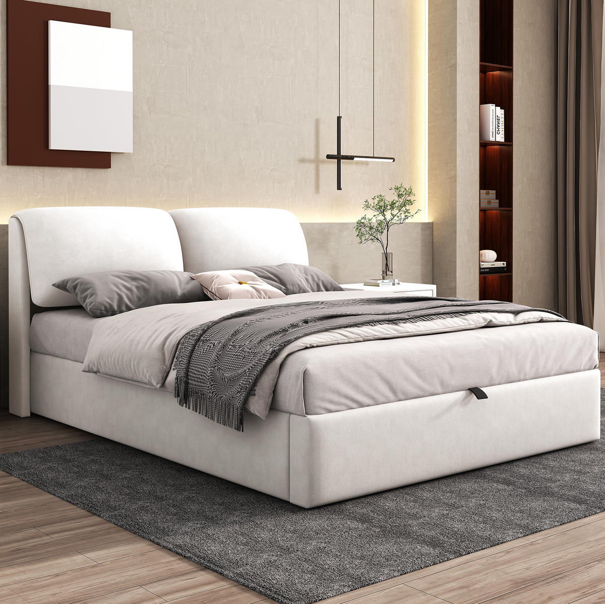 POLSTERBETT mit Bettkasten und 3 Schubladen 140x200 cm Samt Beige - Beige, Metall (140/200cm) - Meubliv
