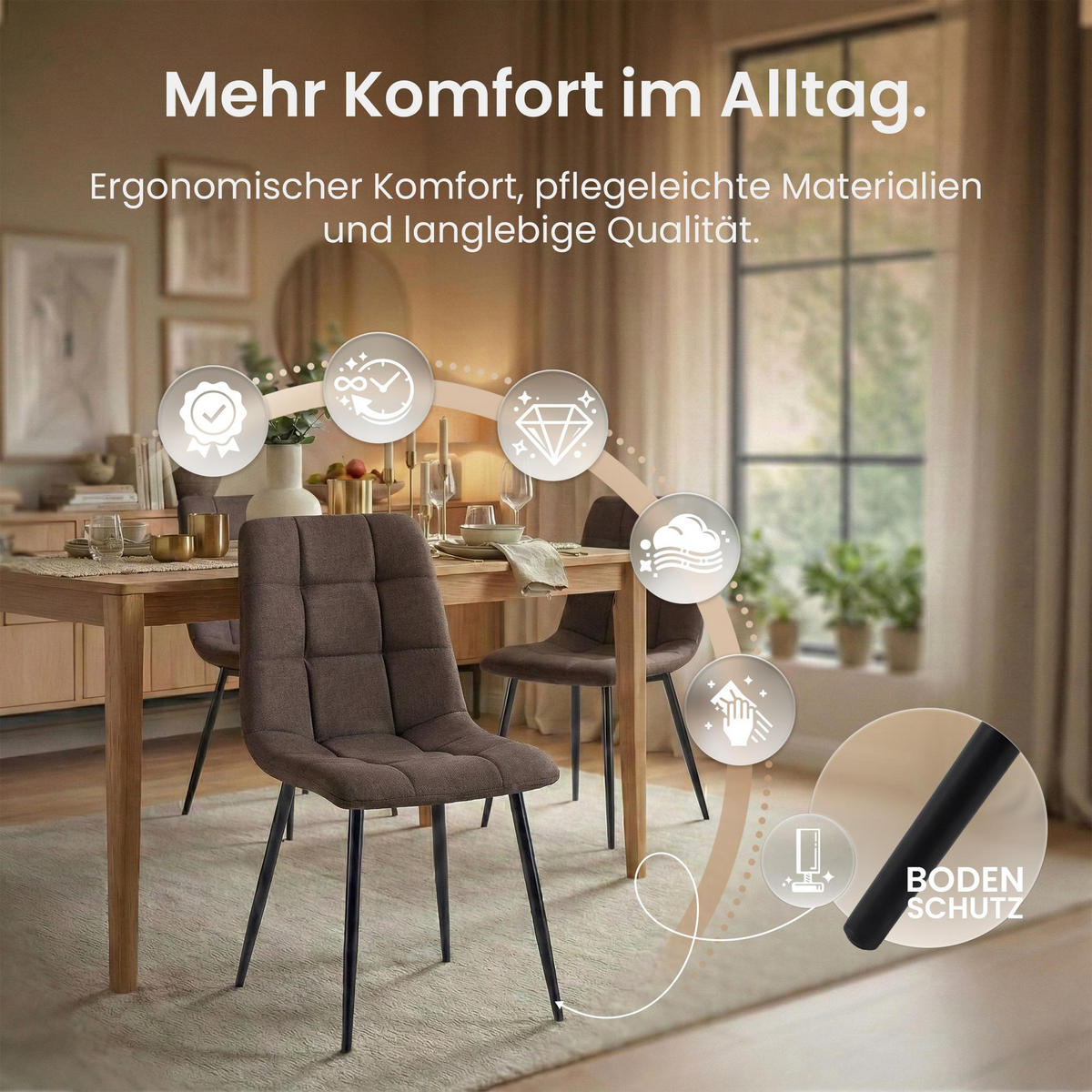 STUHL Stoff Braun - Schwarz/Braun, Textil/Metall (45/84/55cm) - CLP