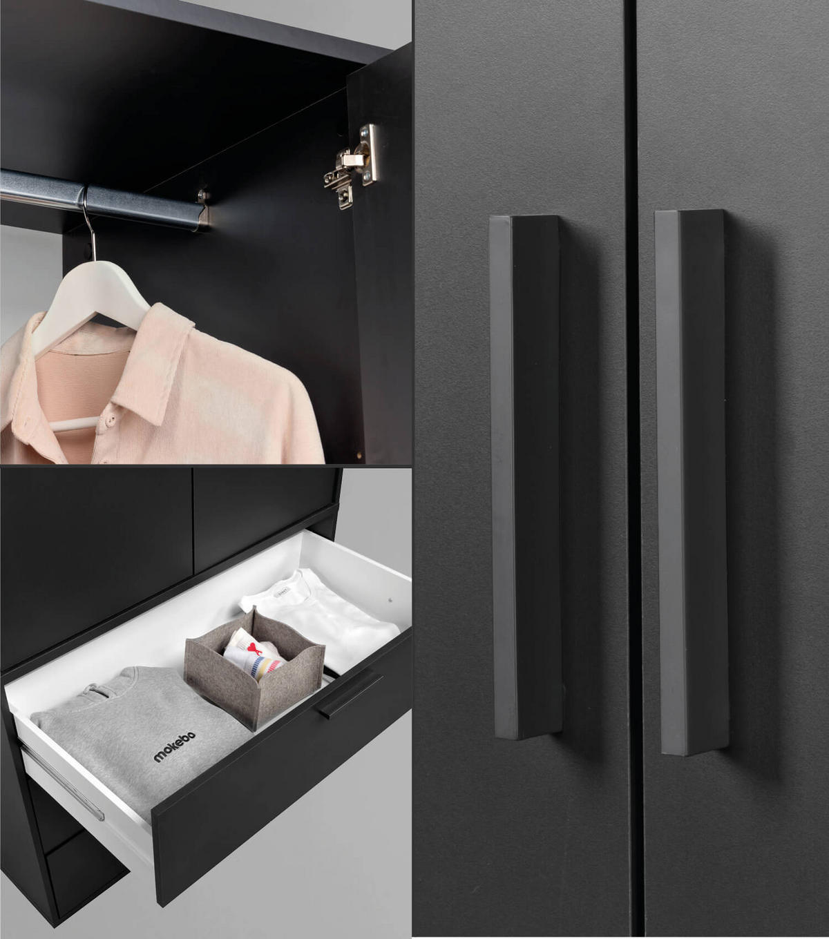 KLEIDERSCHRANK Der Grenzenlose - Anthrazit, Holzwerkstoff (60/234/58cm) - Mokebo