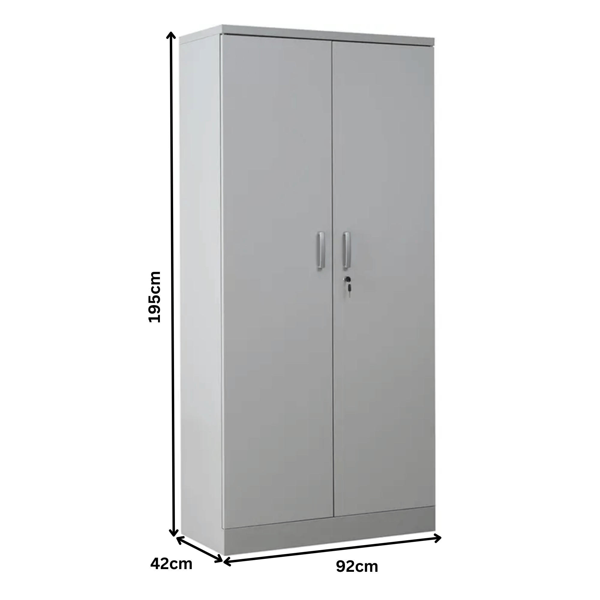 AKTENSCHRANK Beetle 4 Fachböden 195x92x42 cm Grau - Grau, Metall (92/195/42cm)