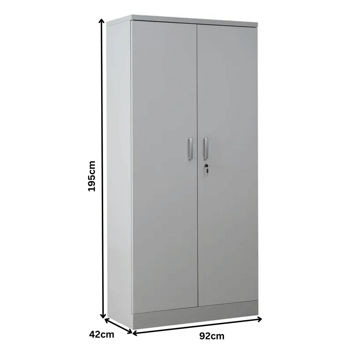 AKTENSCHRANK Beetle 4 Fachböden 195x92x42 cm Grau - Grau, Metall (92/195/42cm)