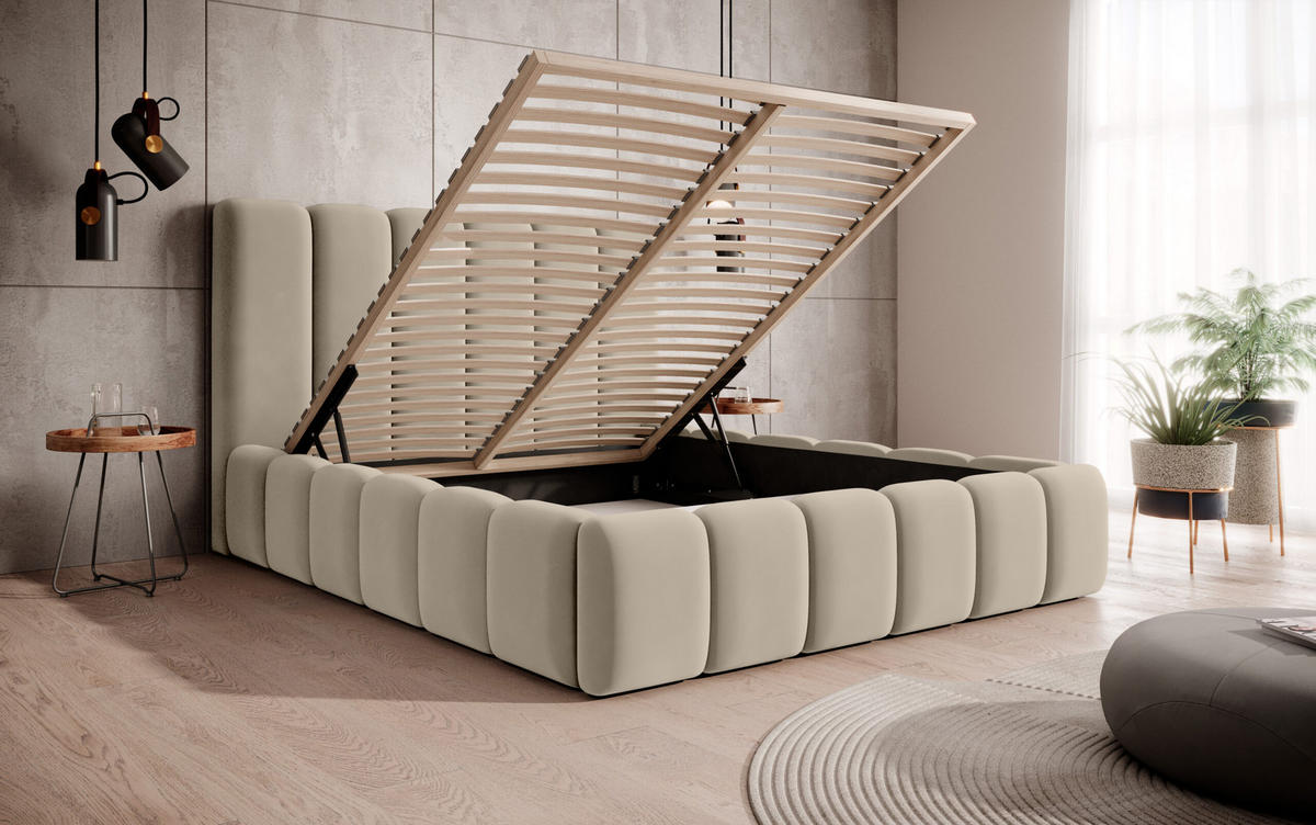POLSTERBETT Doppelbett Ardal 140x200 cm, Creme - Creme/Naturfarben, Textil (140/200cm) - Fedve