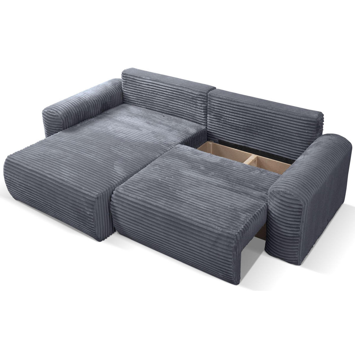 ECKSOFA Leo grau beidseitig montierbar - Schwarz/Grau, Kunststoff/Textil (255/85cm) - Selsey