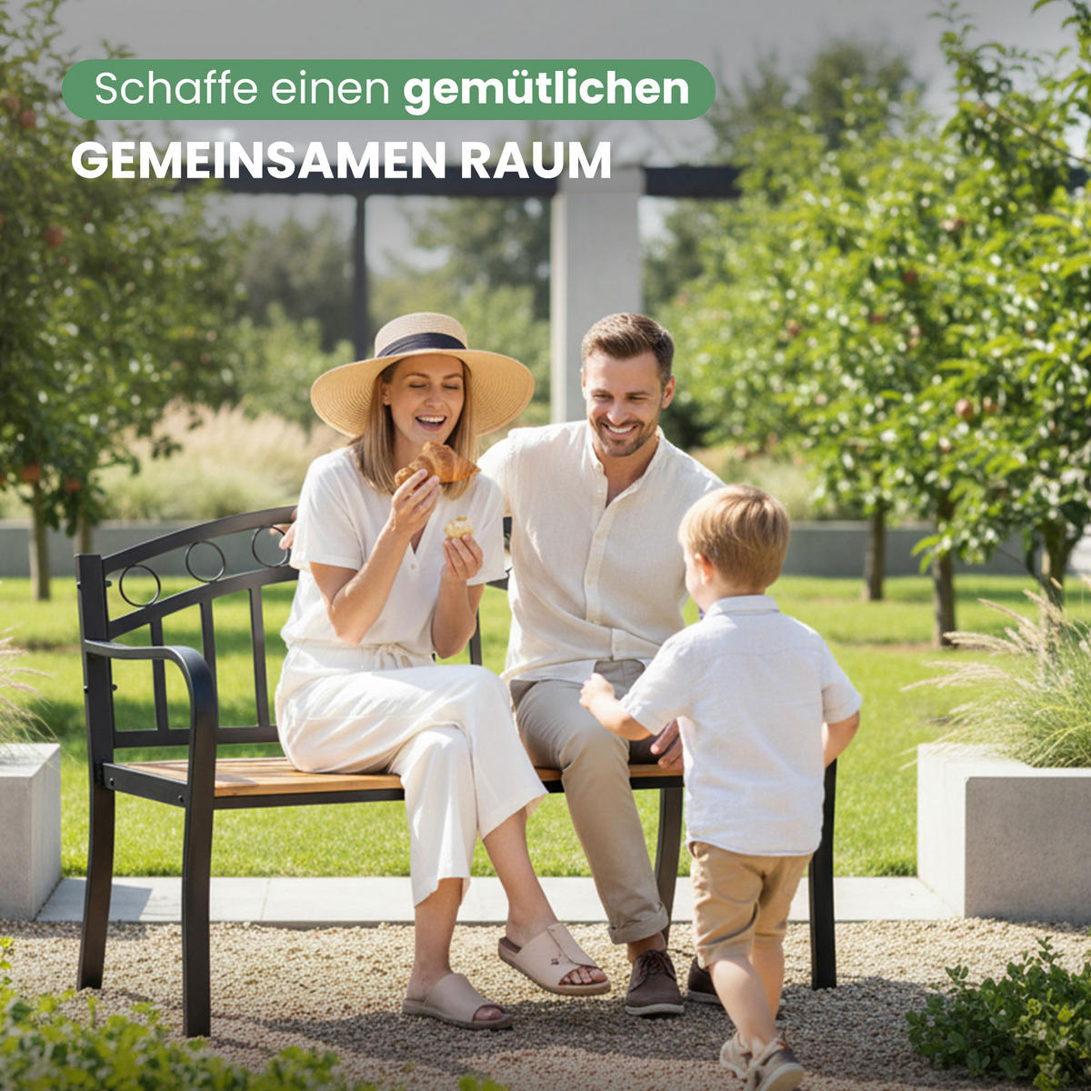 GARTENBANK ARUM Schwarz, Braun 127 x 84 x 58 cm - Schwarz/Braun, Holz/Metall (127/84/58cm) - Akord