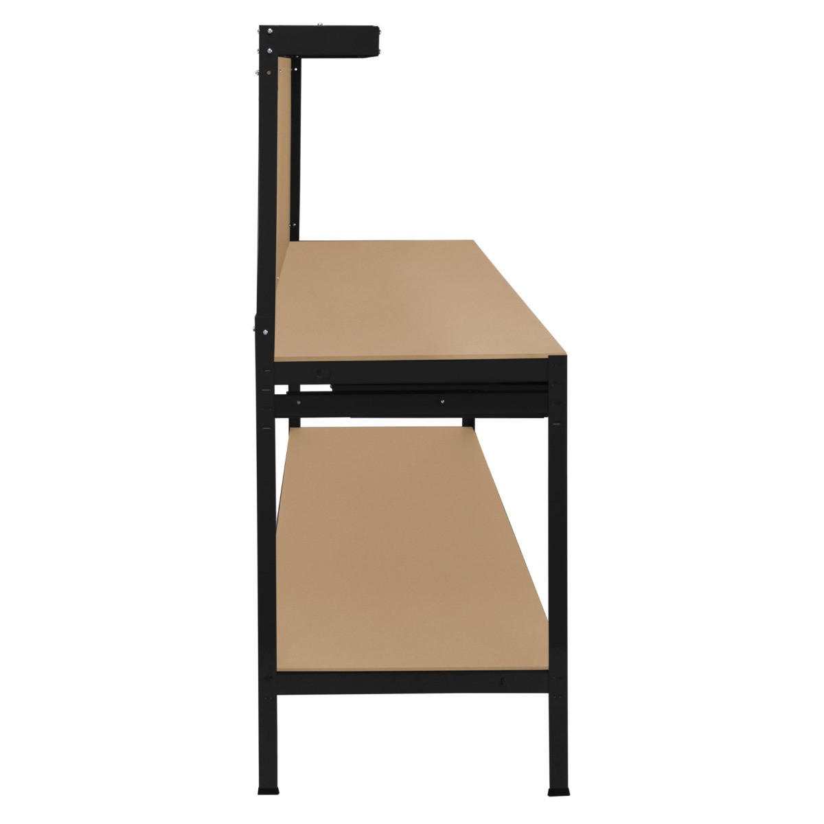 WERKBANK mit Lochwand, Schublade & Licht - Schwarz - Schwarz, Metall (120/155/60cm) - Monstershop
