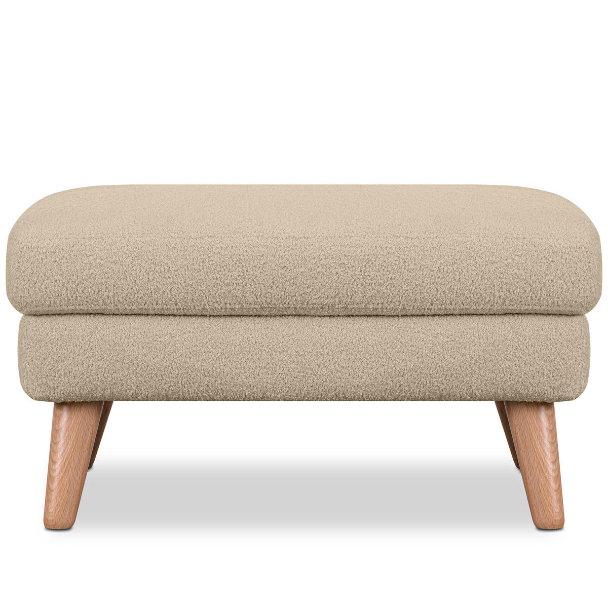 SITZHOCKER TAGIO Pouffe, Hellbeige - Beige/Braun, Buchenholz/Textil (65/46/80cm) - KONSIMO®