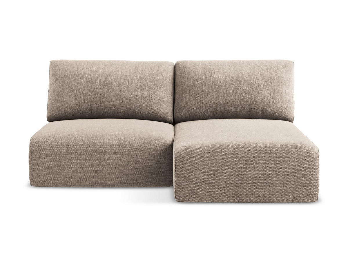 ECKSOFA mit Schlaffunktion rechts Chenille Stoff Beige - Beige/Schwarz, Kunststoff/Textil (210/149cm) - Makamii