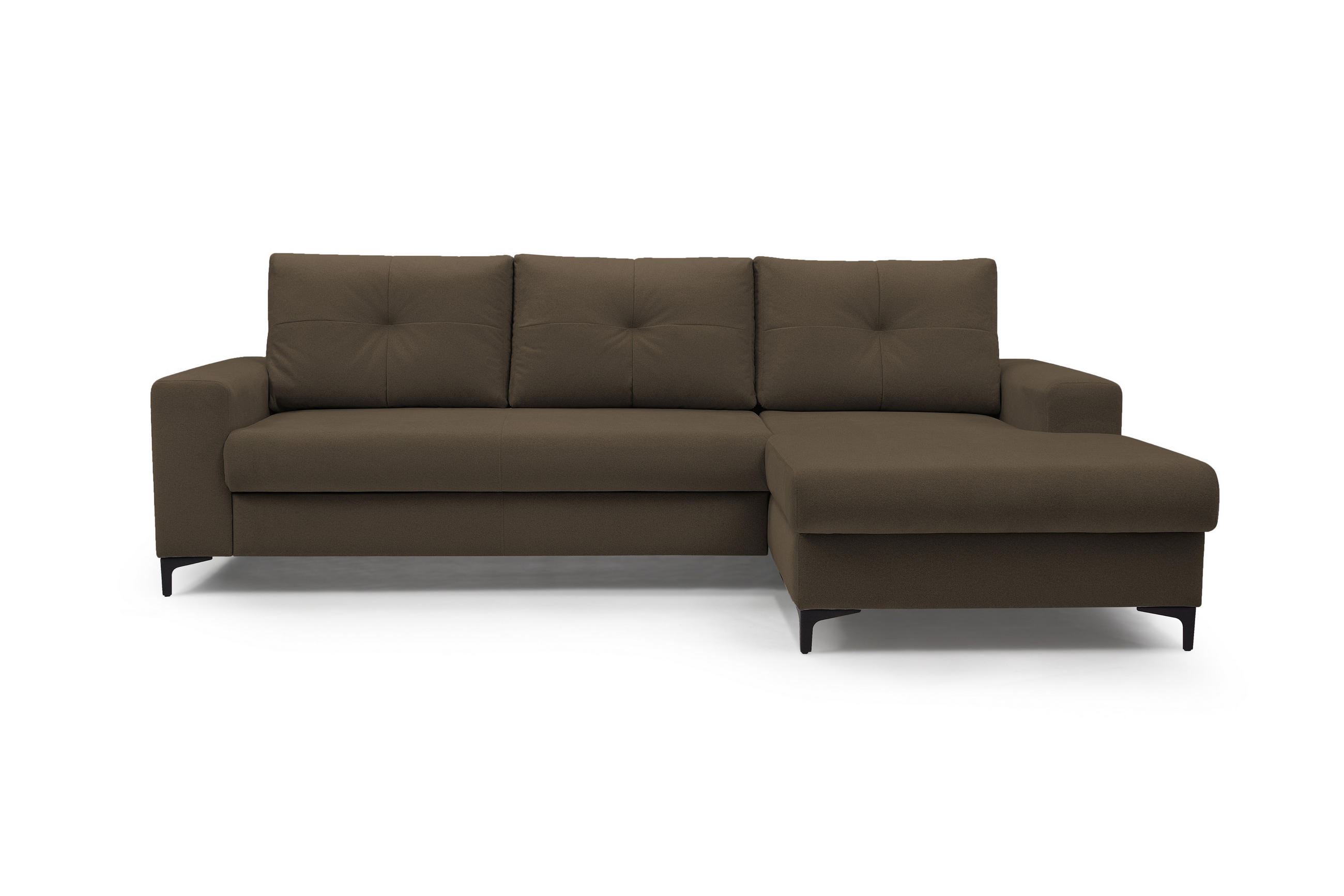 ECKSOFA AVRA L-förmig, mit Stauraumbehälter-in RINO-Stoff, Komfort & Eleganz, lose Rückenkissen, freistehend, RECHTS 251x165x85 cm Brown - Braun, Holz/Textil (251/165cm) - DomoHome