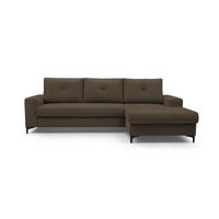 ECKSOFA AVRA L-förmig, mit Stauraumbehälter-in RINO-Stoff, Komfort & Eleganz, lose Rückenkissen, freistehend, RECHTS 251x165x85 cm Brown - Braun, Holz/Textil (251/165cm) - DomoHome