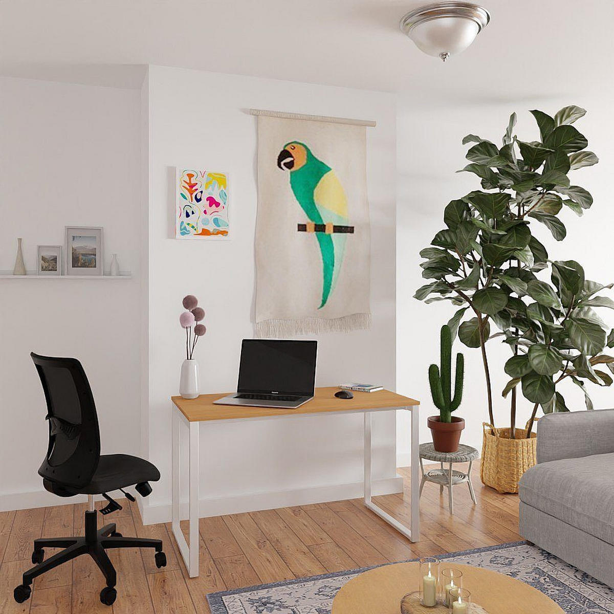 SCHREIBTISCH Fulda 110x60 cm – Weiß mit Kirsche Schoko Dekor - Braun, Holzwerkstoff (60/110/74cm) - Letti Moderni