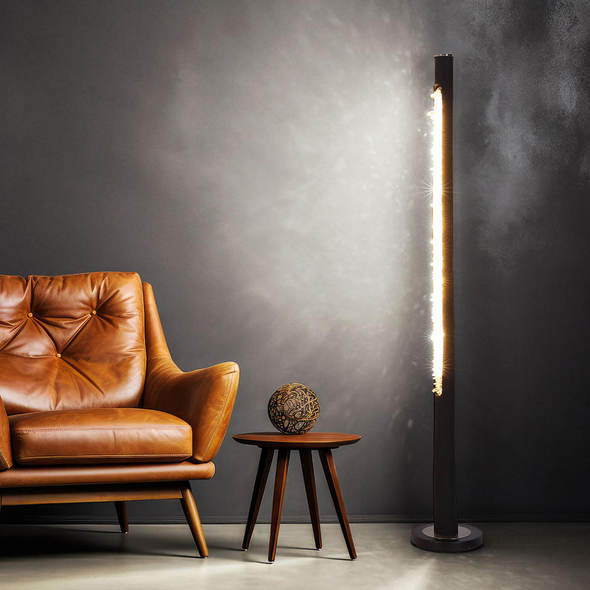 LED STEHLEUCHTE Holz Schwarz - Schwarz, Holz (23/23/151cm) - Globo Lighting