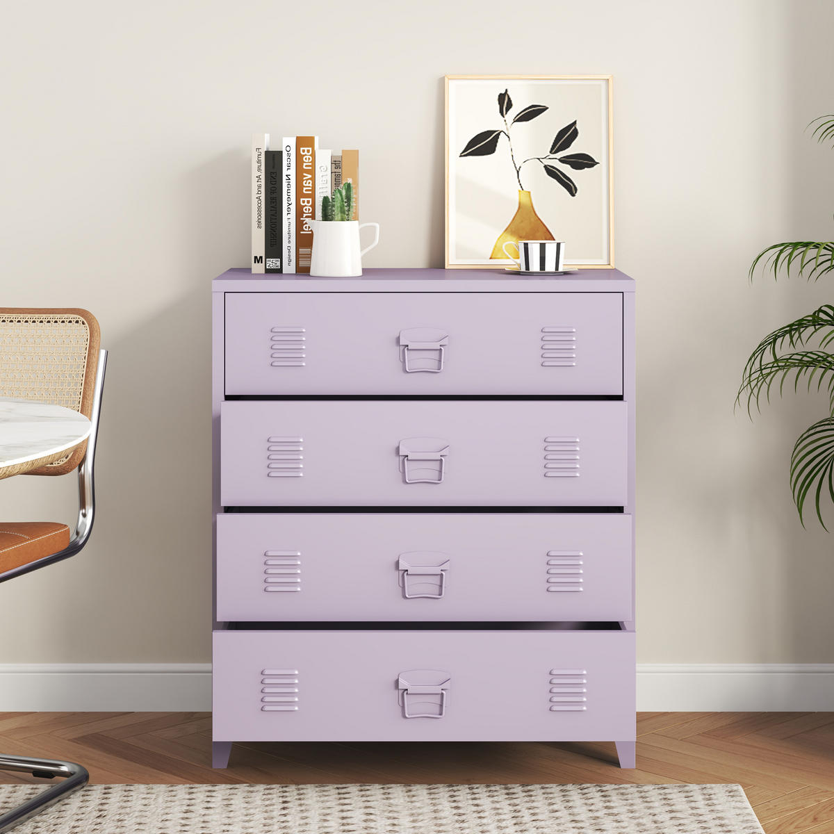 METALLSCHRANK Hämeenlinna - Lila, Metall (80/92/40cm) - [en.casa]