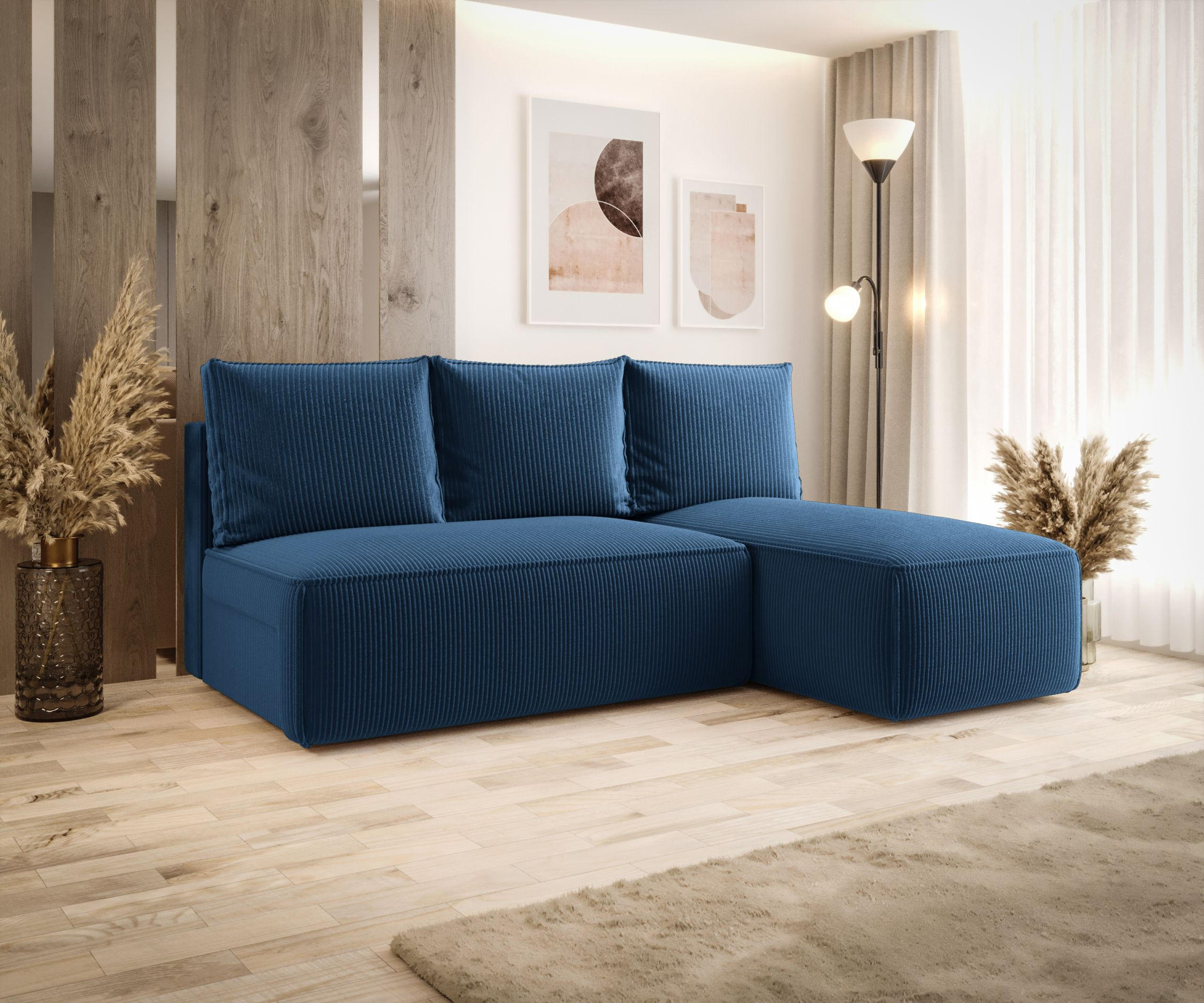 ECKSOFA mit Schlaffunktion SAVIO MINI Poso 05 Rechts - Dunkelblau, Textil (200/140cm) - Bedante