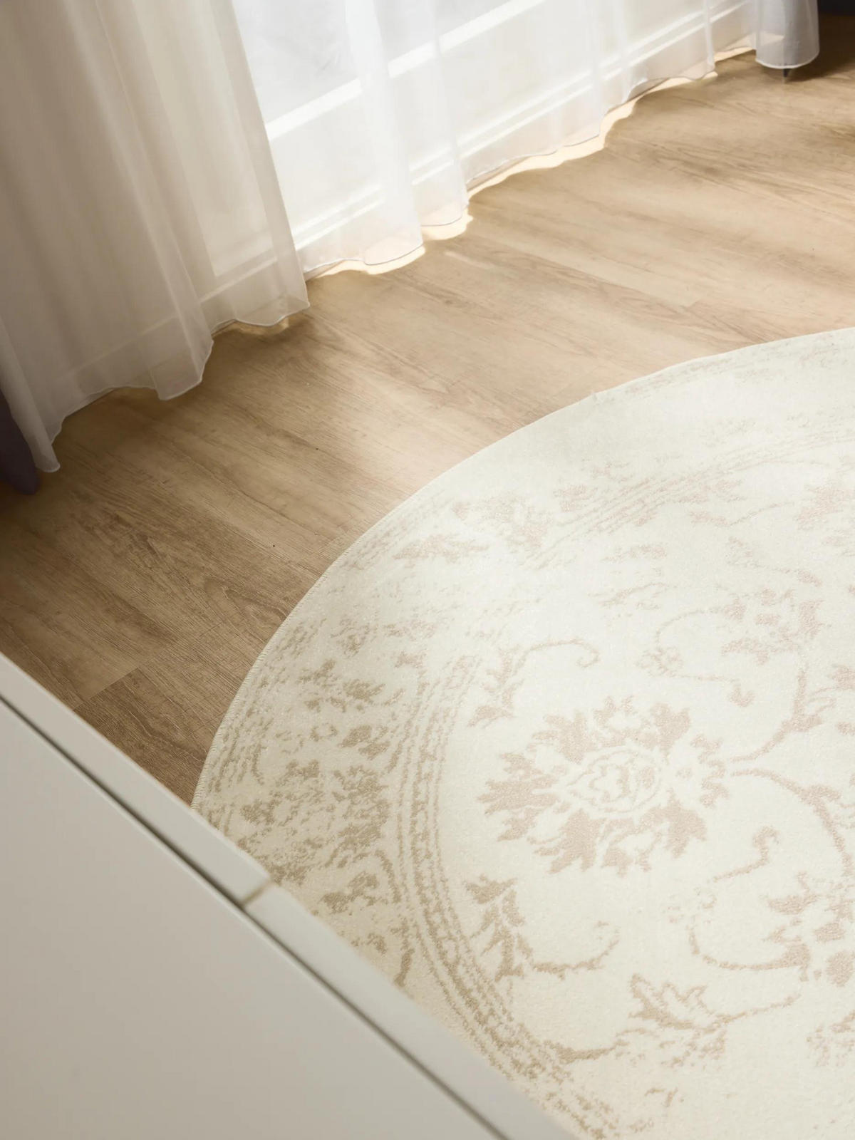 VINTAGE-TEPPICH Suki ø 120 cm rund - Beige/Creme, Kunststoff (120/120cm) - benuta