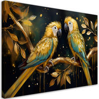 WANDBILD papageien vögel golden - Goldfarben, Textil (60/40cm) - Feeby