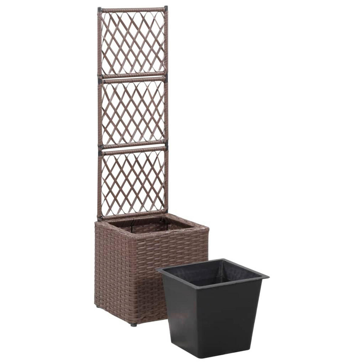 RANKKASTEN Pflanzgefäß ELOT aus Rattan Braun | 1 Topf | 30x30x107cm - Braun, Kunststoff (30/107/30cm) - DELUKE