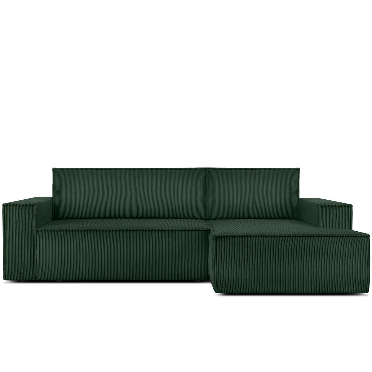 ECKSCHLAFSOFA-RECHTS NAPI in Pet Friendly Cord-Stoff, dunkelgrün - Dunkelgrün/Schwarz, Textil (262/148cm) - KONSIMO®