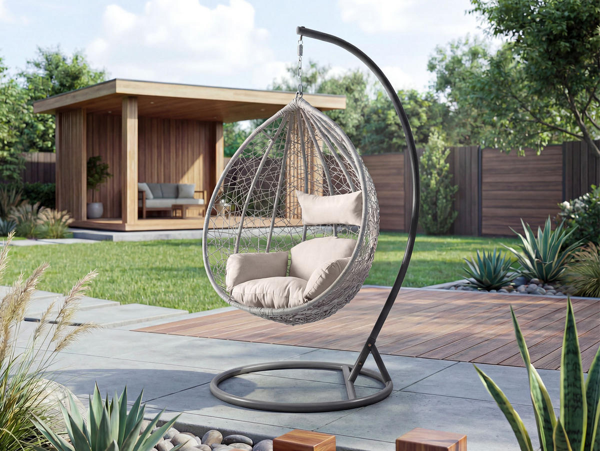 HÄNGESESSEL Savona - Hellgrau/Grau, Metall (106/195/105cm) - MIRJAN24