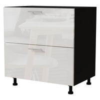 SCHUBALADENUNTERSCHRANK Essen D2A/90/1A Weiß Hochglanz / Schwarz Matt 90 / 50 / 82cm - Weiß Hochglanz/Schwarz, Holz/Holzwerkstoff (90/82/50cm) - Feldmann-Wohnen