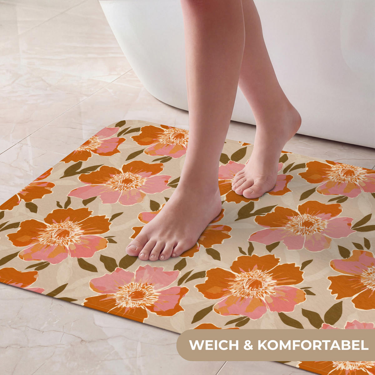KÚPEĽŇOVÁ PREDLOŽKA Kvety - Motív - Retro 80x50 cm - viacfarebná, textil/plast (80/50cm) - OnlyWow