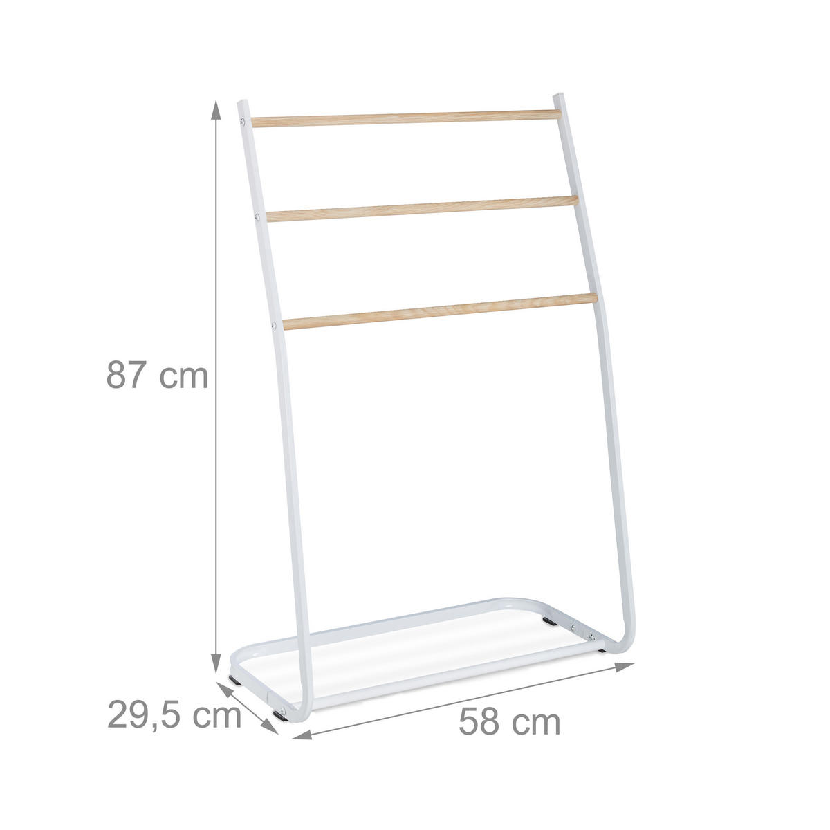 STOJAN na osušky - biela, kov (58/87/29.5cm) - Relaxdays