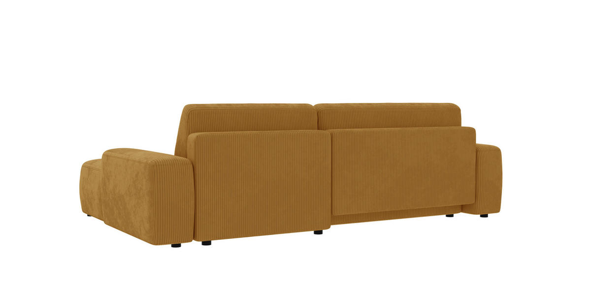 ECKSOFA Nancy Honig Cord - Schwarz/Honig, Holz/Kunststoff (264/162cm) - S-Style Möbel