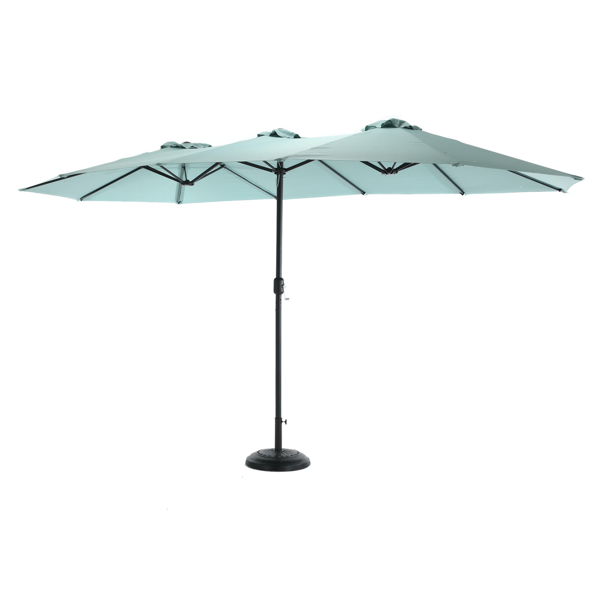 DOPPELSEITIGER Sonnenschirm aus Stahl 453x267x250 cm in Hellgrün mit Kurbel - Hellgrün, Metall (267/453cm) - Modfu