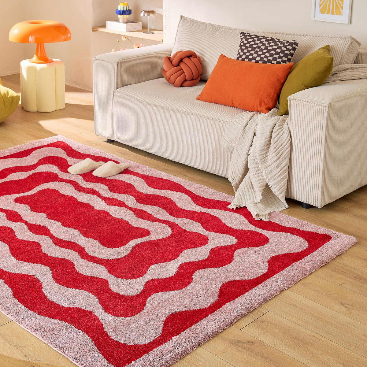 TEPPICH vintage rot Groovy 120x160 cm - Rot, Textil (120/160cm) - Nazar Rugs