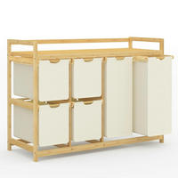 WÄSCHEKORB mit 6 Fächern Bambus Beige - Beige, Naturmaterialien (41.5/77/105cm)