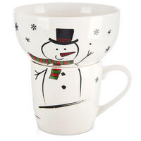 FRÜHSTÜCKSSET SCHNEEMANN, Porzellan, weiß, 2-teilig - Weiß, Keramik (0.35L) - Orion 
