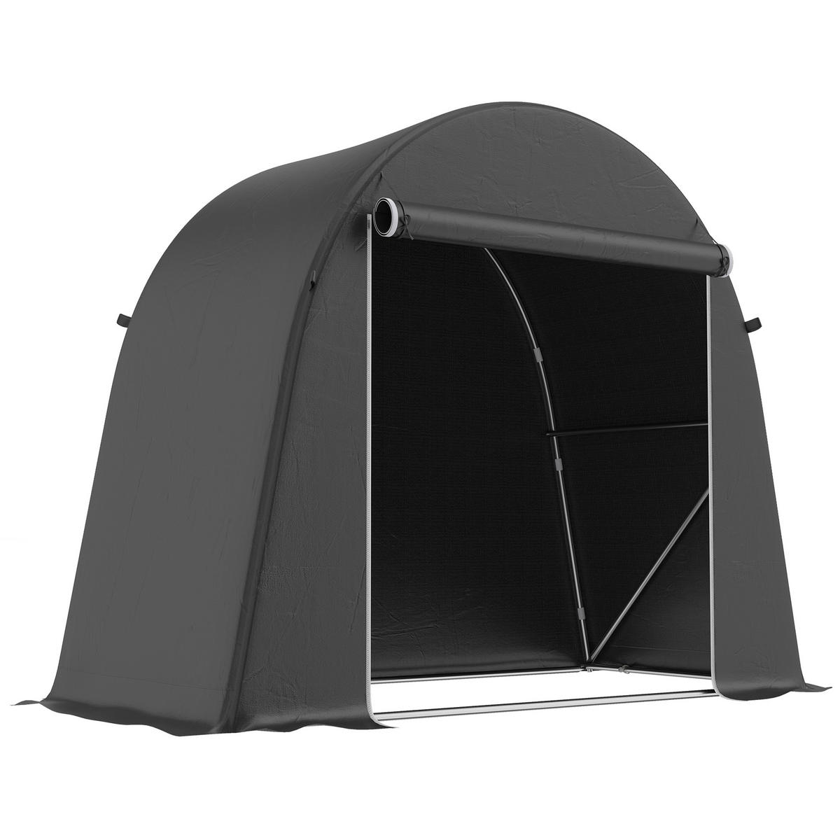 FAHRRADZELT DE-08141 mit Rolltür & Metallrahmen Dunkelgrau - Dunkelgrau, Kunststoff (120/200/245cm) - ComfortXL