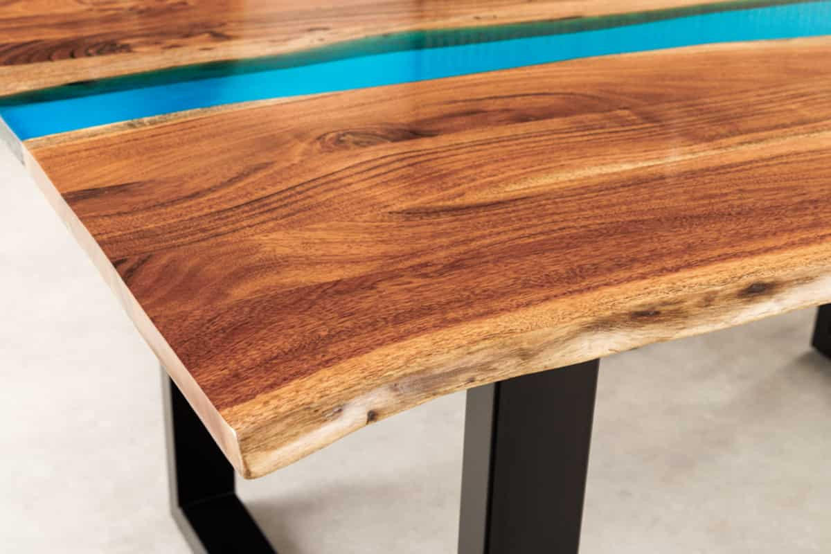 ESSTISCH LIQUID Akazie Braun 160cm - Blau/Schwarz, Holz/Metall (96/160/76cm) - riess-ambiente