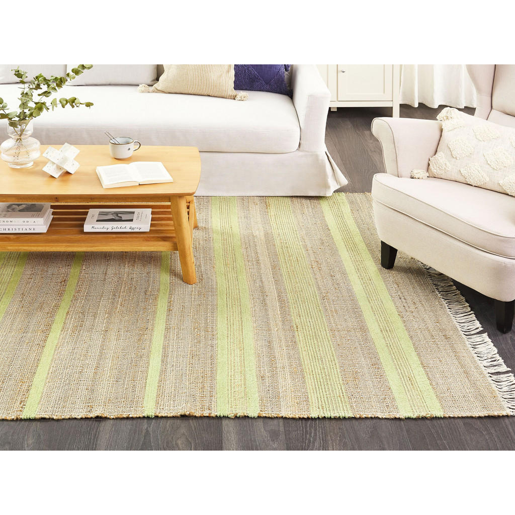 Thumbnail - Beliani Teppich, Beige, Naturmaterialien, Gestreift, Rechteckig, 160x230 cm, Teppiche & Böden, Teppiche, Flachgewebe-Tep...