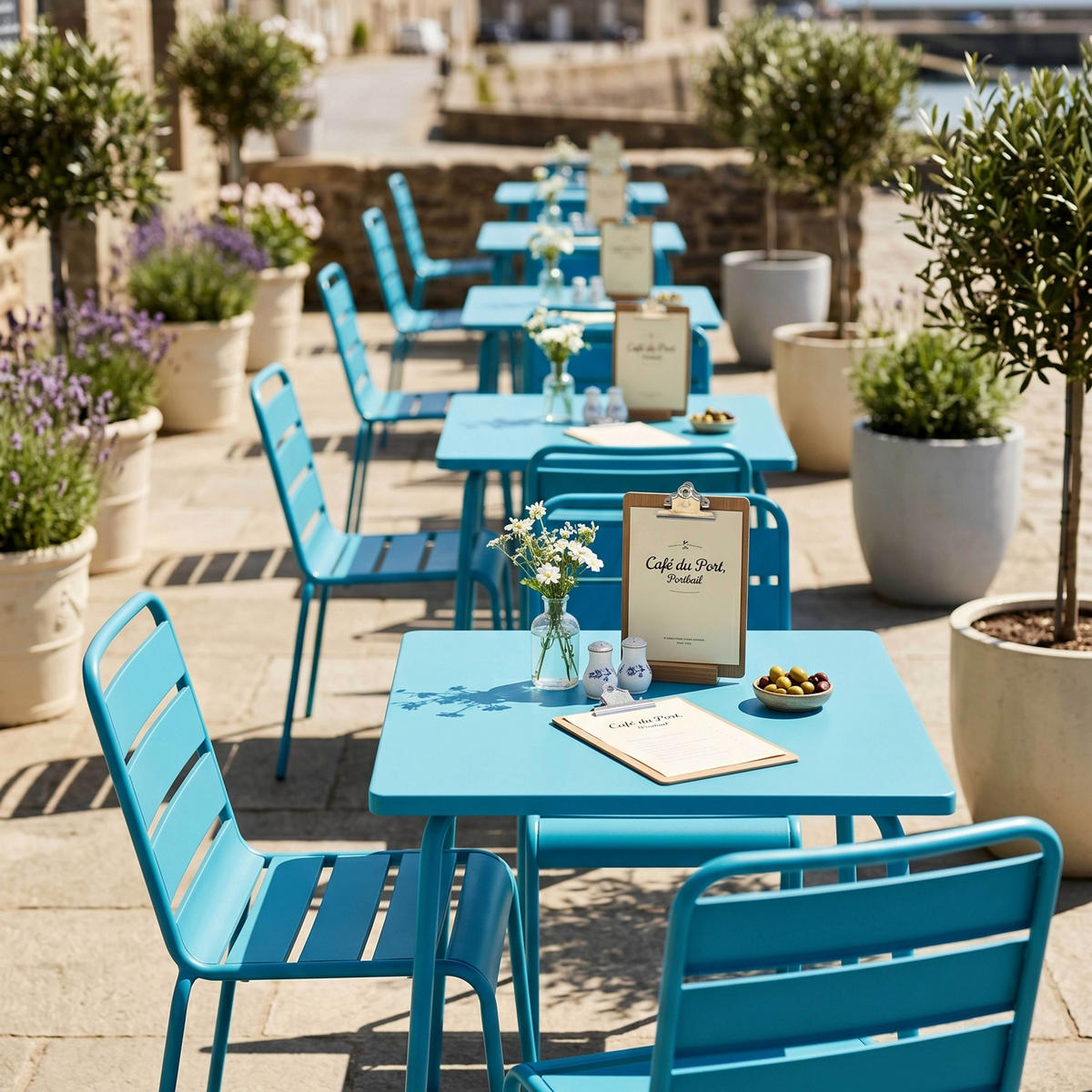 GARTENTISCH , Blau - Blau, Metall (70/70/72cm) - Oviala
