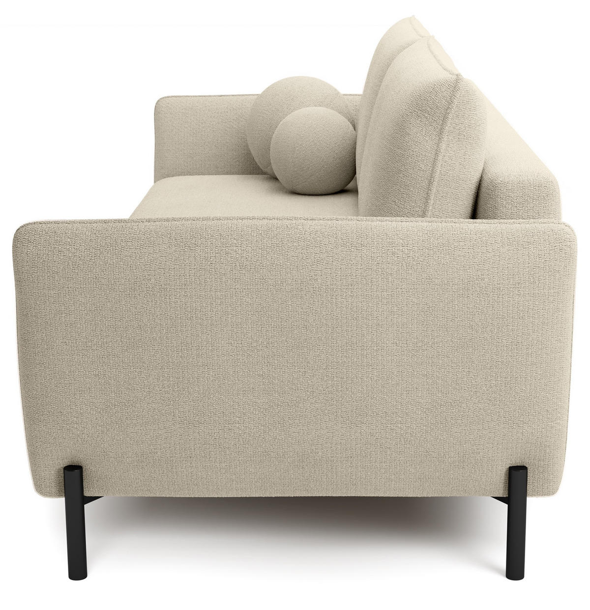 SOFA Veruco Hellbeige mit Schlaffunktion - Ecru/Schwarz, Textil/Metall (234/90/100cm) - Selsey