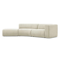4-SITZER-SOFA Chenille Stoff Beige - Beige/Schwarz, Kunststoff/Textil (335/70/166cm) - Makamii