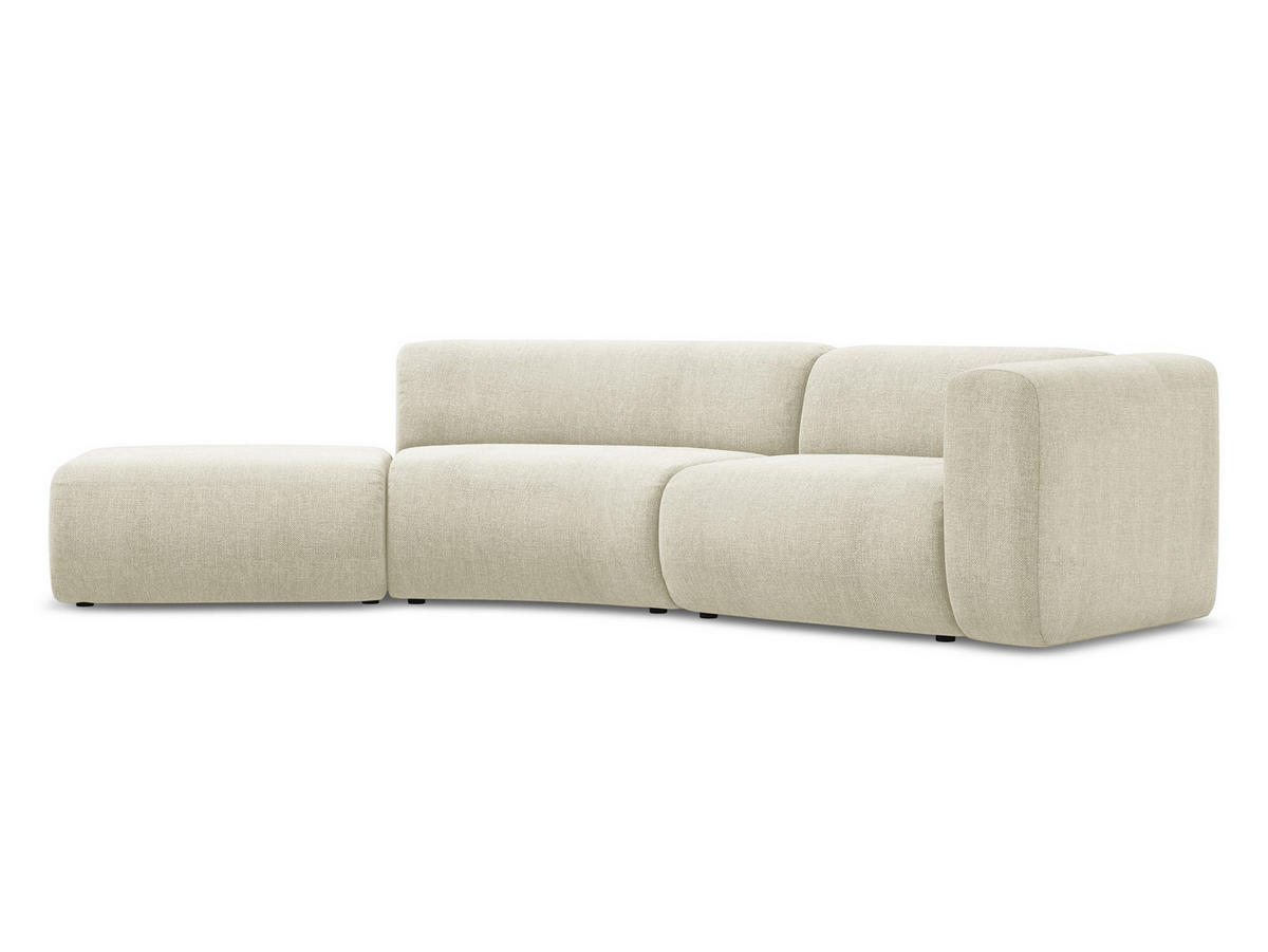 4-SITZER-SOFA Chenille Stoff Beige - Beige/Schwarz, Kunststoff/Textil (335/70/166cm) - Makamii