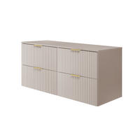 WASCHBECKUNTERSCHRANK, Kaschmir, 120 (2 x 60) x 57 x 46 cm, goldener Griff+ Arbeitsplatte - Beige/Goldfarben, Holzwerkstoff (120/57/46cm) - 3XE LIVING