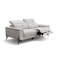 SOFA RELAX AVENA 3-Sitzer, beiger Veloursstoff - Beige/Schwarz, Holz/Textil (204/80/108cm) - Wozimo