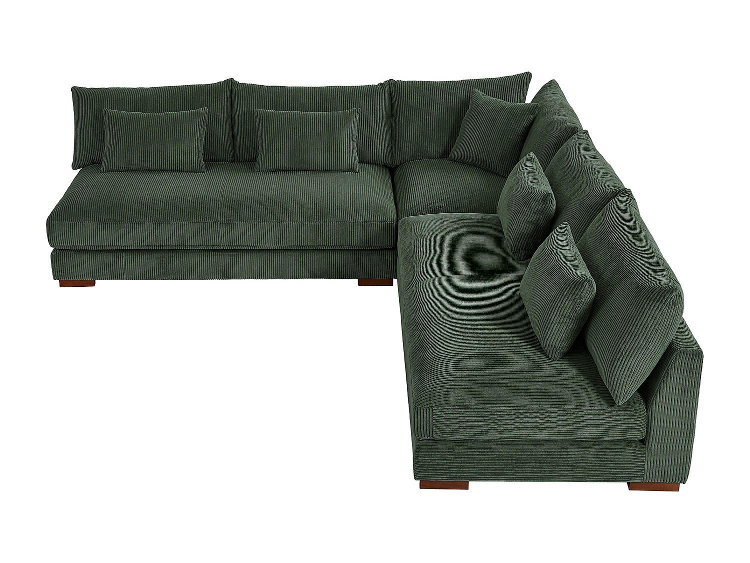 SOFA ohne Schlafmöglichkeit - 6 Personen - Samt, Stoff - Grün - - Grün, Textil (275/85/275cm) - Vente-Unique