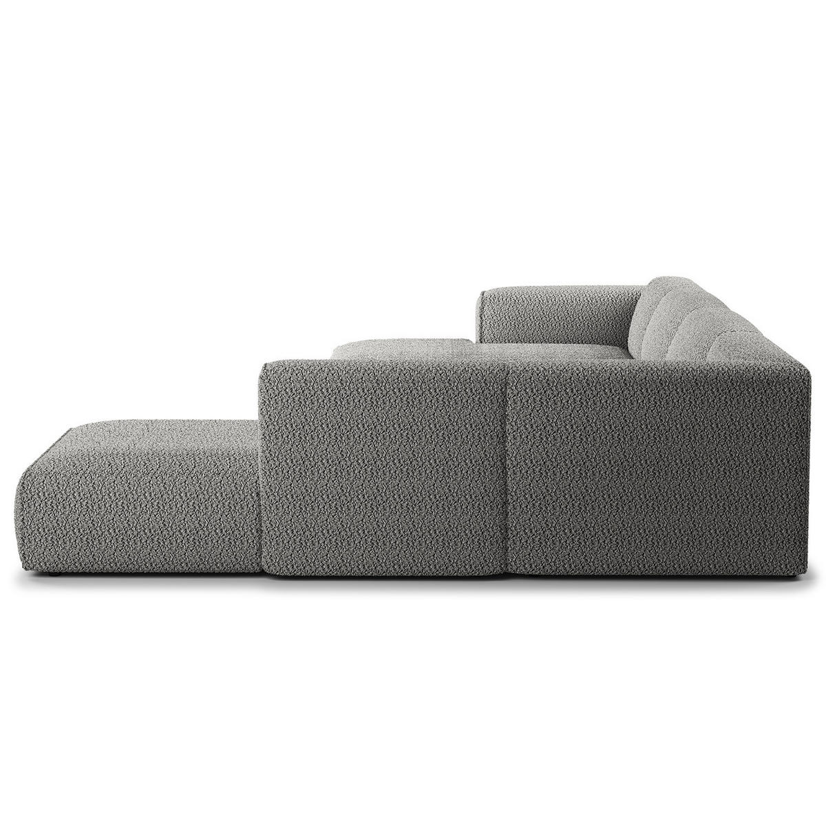 WOHNLANDSCHAFT mit Longchair - Schwarz/Grau, Kunststoff/Textil (325/71/235cm) - home24