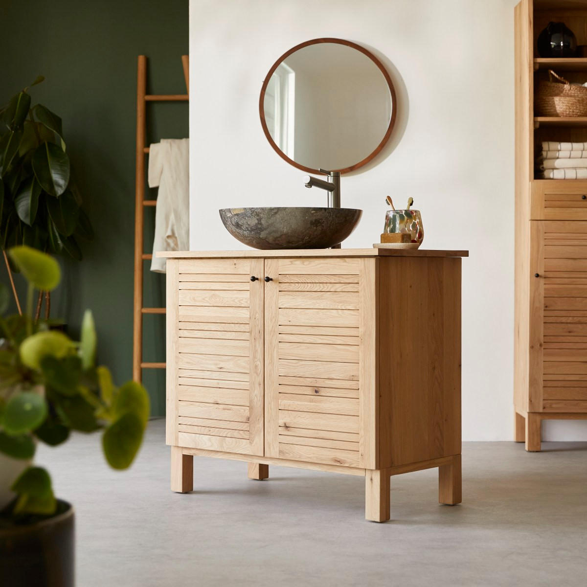 WASCHTISCHUNTERSCHRANK Soho Natur aus Eiche - Naturfarben, Holz (85/75/45cm) - Tikamoon