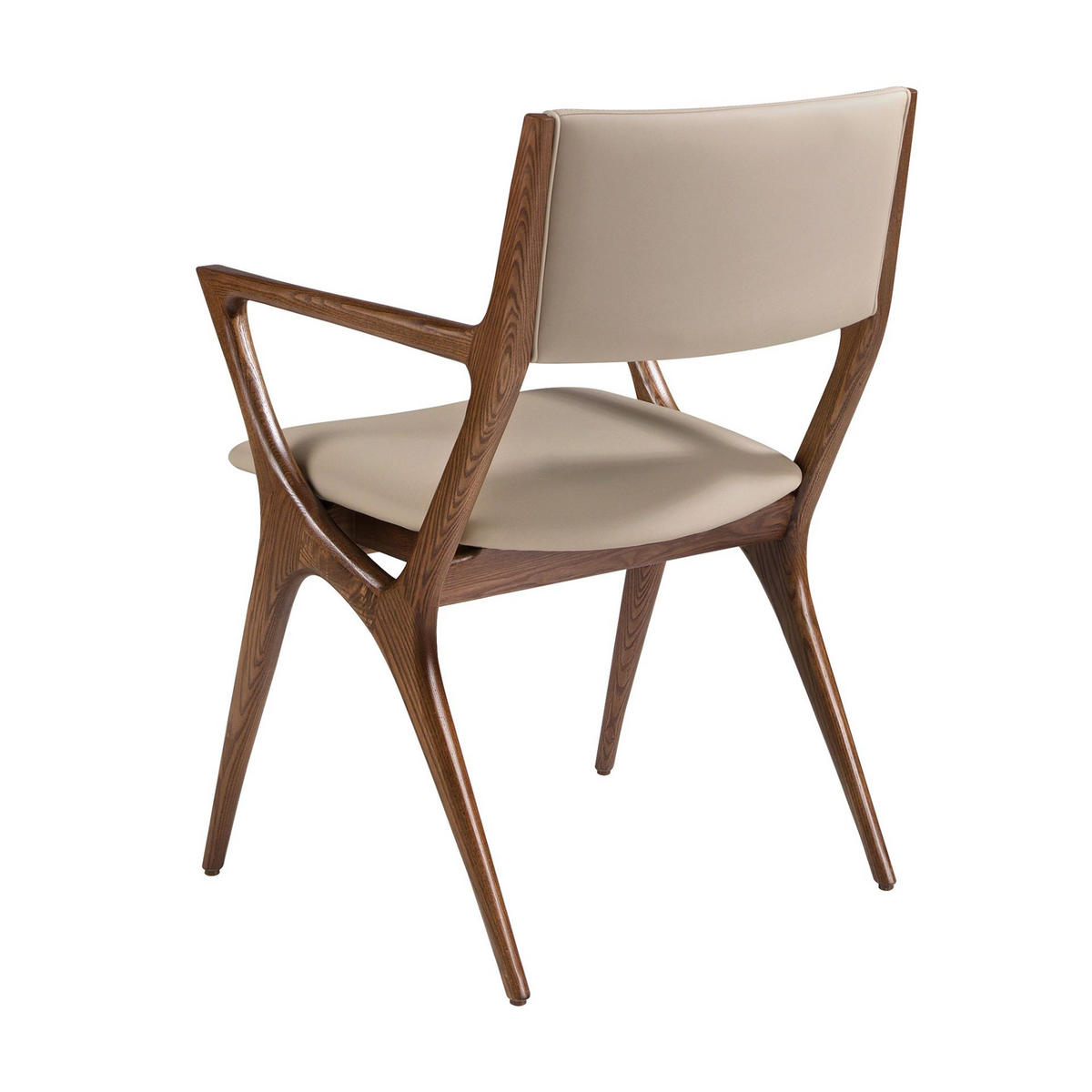 STUHL Stuhl aus nerzfarbenem Kunstleder 56/61/81 cm - Braun, Leder/Holz (56/81/61cm) - ANGEL CERDA