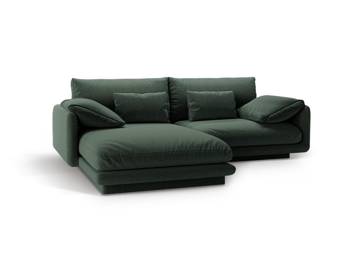 ECKSOFA links Torino aus strukturiertem Stoff moosgrün 3 Sitzplätze - Salbeigrün, Textil (170/220cm) - Micadoni