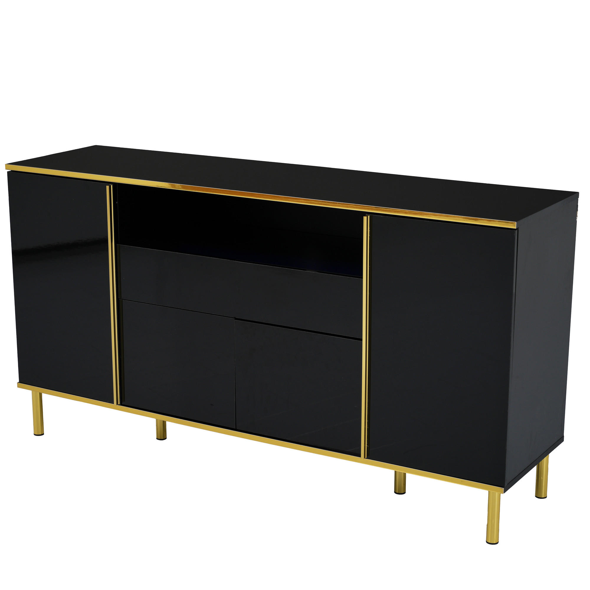SIDEBOARD Hochglanz schwarz - Schwarz, Holz (150/80/40cm)