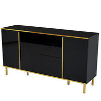 SIDEBOARD Hochglanz schwarz - Schwarz, Holz (150/80/40cm)