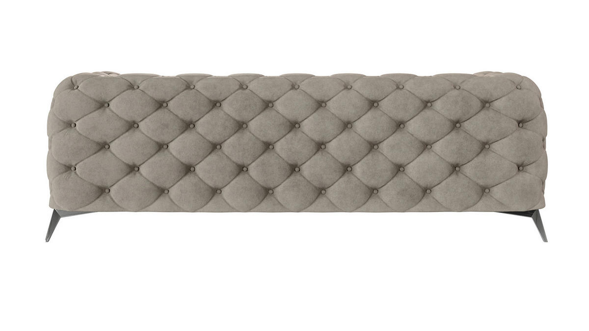 CHESTERFIELD-SOFA 3-Sitzer Laura Dunkle Creme Samt - Silberfarben/Creme, Holz/Textil (225/75/100cm) - S-Style Möbel