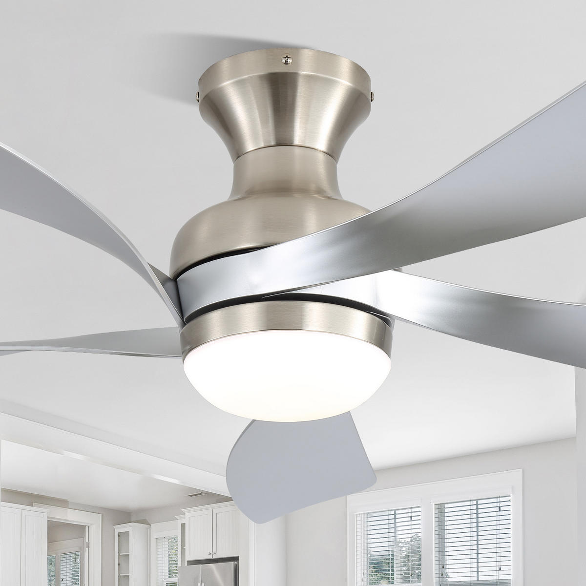 DECKENVENTILATOR 132cm Direktmontage LED Licht 5 Flügel DC Motor - Weiß, Kunststoff (132/132/30.5cm) - CASIVA
