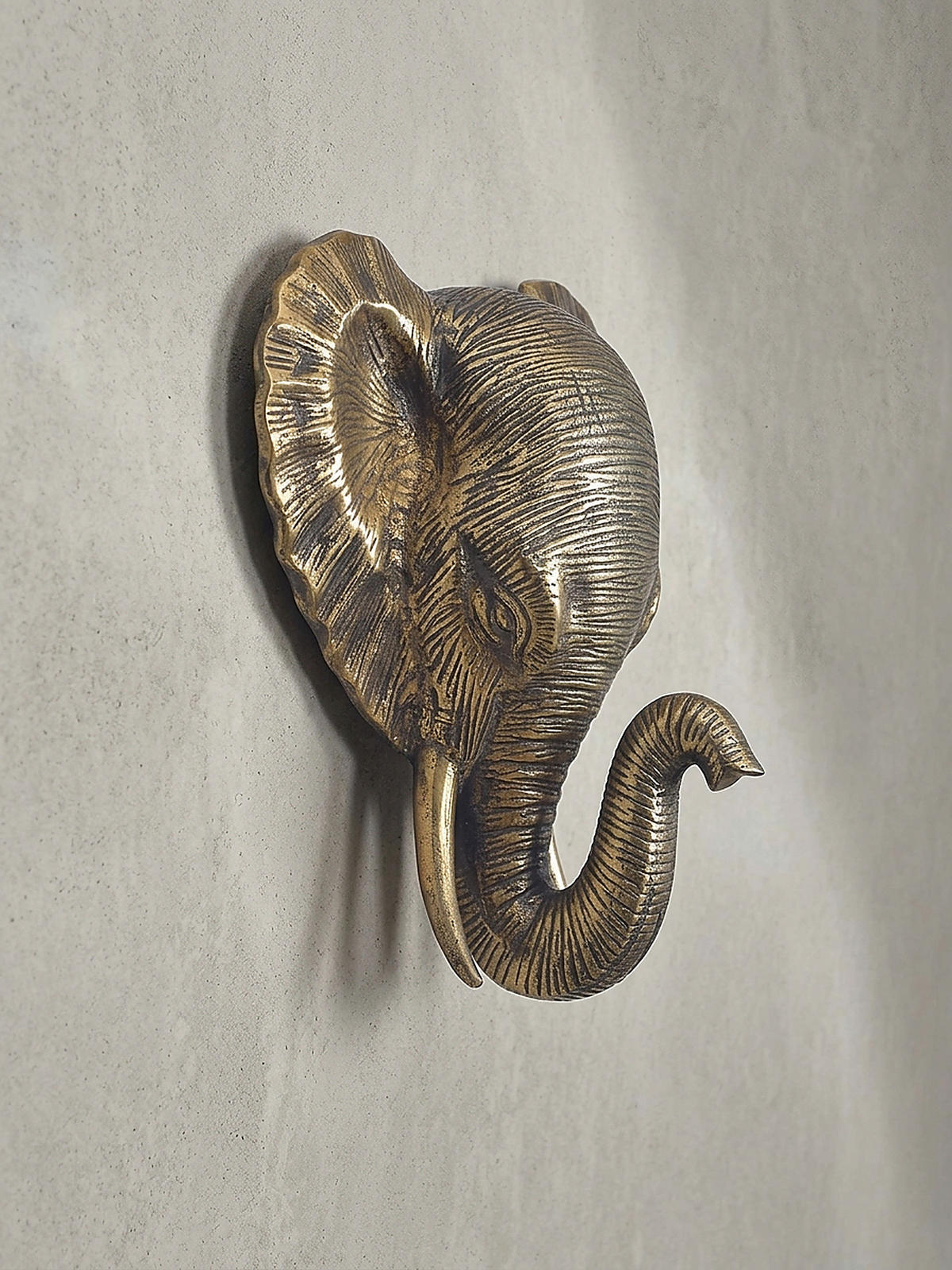 WANDDEKO Elefant Aluminium goldfarben 41 cm im afrikanischen Stil - Goldfarben, Textil (33/41/20cm) - KADIMA DESIGN