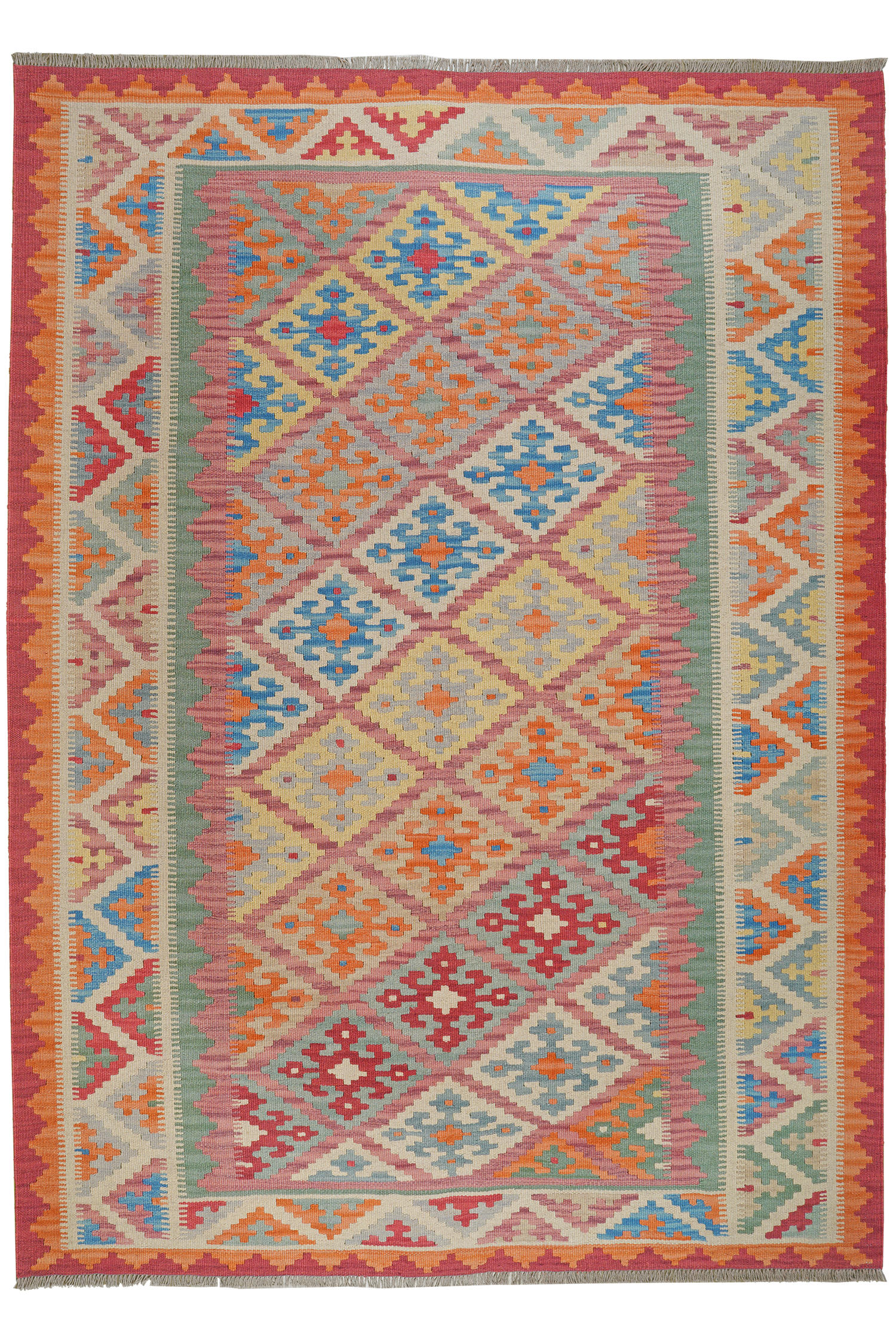 HANDWEBTEPPICH Kelim Gashgai Rot 251/179 cm Schurwolle - Rot, Textil (179/251cm) - Looma
